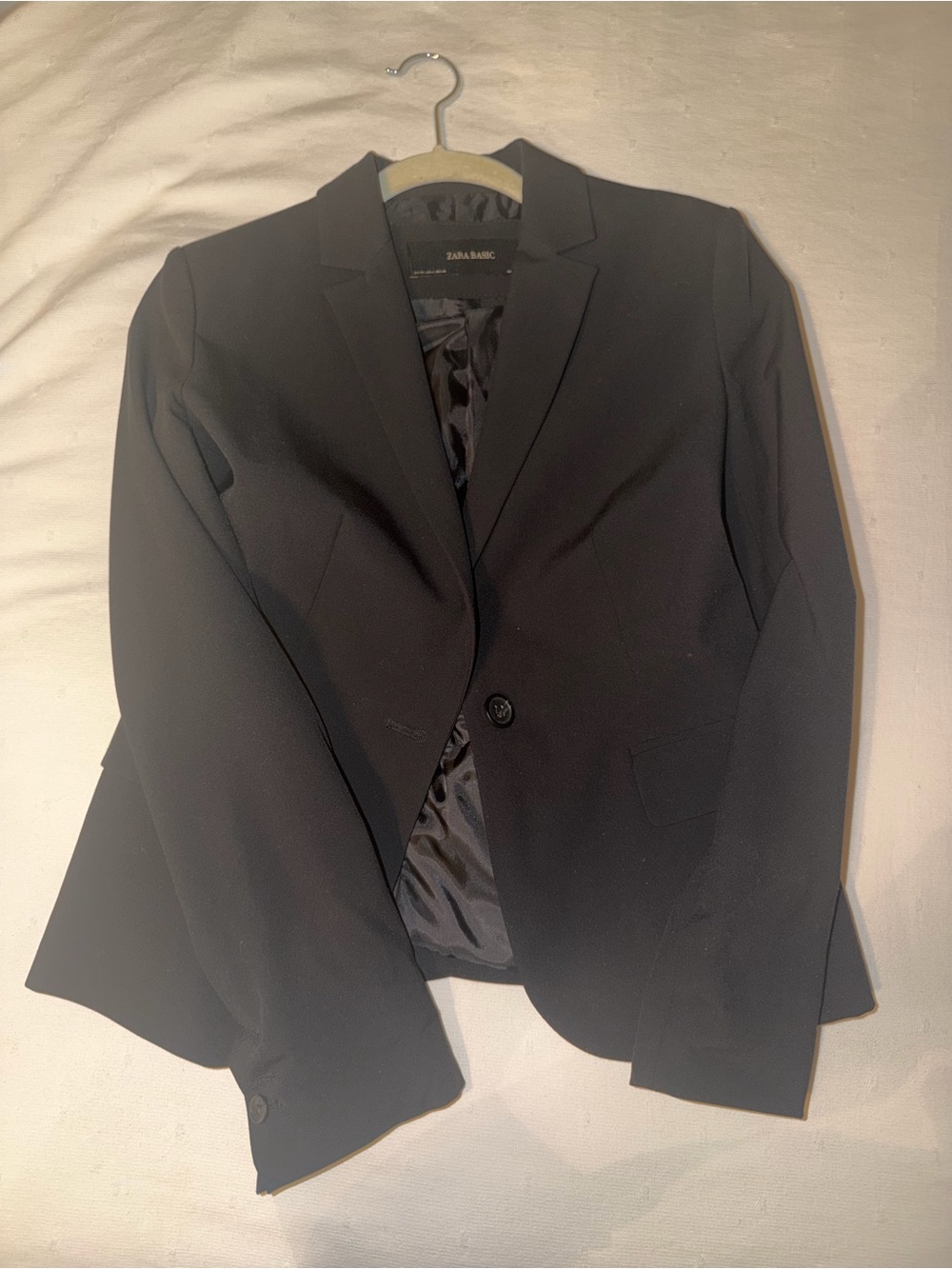 Zara Black Single-Button Tailored Blazer